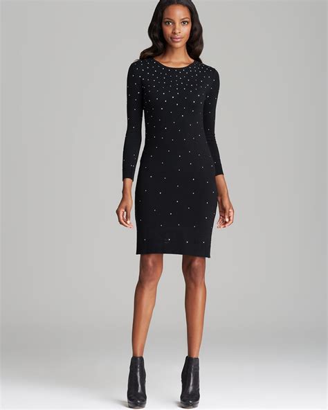 michael kors black dress with studs|michael kors half sleeve dress.